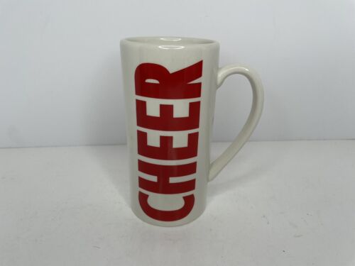 Christmas HOLIDAY CHEER Latte MUG St. Nicholas Square RED White Coffee Holiday - Picture 3 of 6