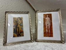 Paar Zwei Bilderrahmen Jugendstil Frame Silber Rahmen Vintage  gewölbtes Glas