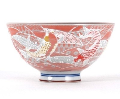 Two 4.5'' Rice Bowls Pink Koi Made In Japan
