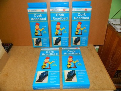 Lot of 5 Boxes Midwest Products HO Scale Cork Roadbed 15 Feet each box #3015 New