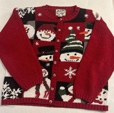Vintage Heirloom Collectibles Christmas Sweater Snowman Design Size M