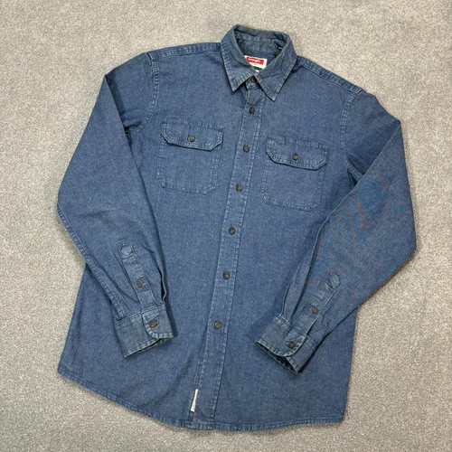 Wrangler Denim Shirt Adult Small Blue Cowboy Rodeo Horse Western Ranch Mens - Picture 2 of 7