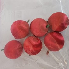 Red Satin Sheen Christmas 2.25" Ball Ornaments Set 6 Retro