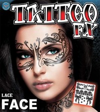 Lace Face Tattoo FX Makeup Fancy Dress Up Halloween Adult Costume Accessory