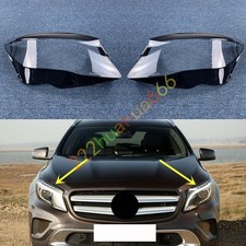 Pair Headlight Lens Clear Shell + Glue For Mercedes-Benz GLA X156 2015-2017