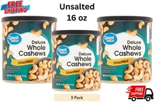 Great Value Deluxe Whole Cashews, Unsalted, 16 oz NEW