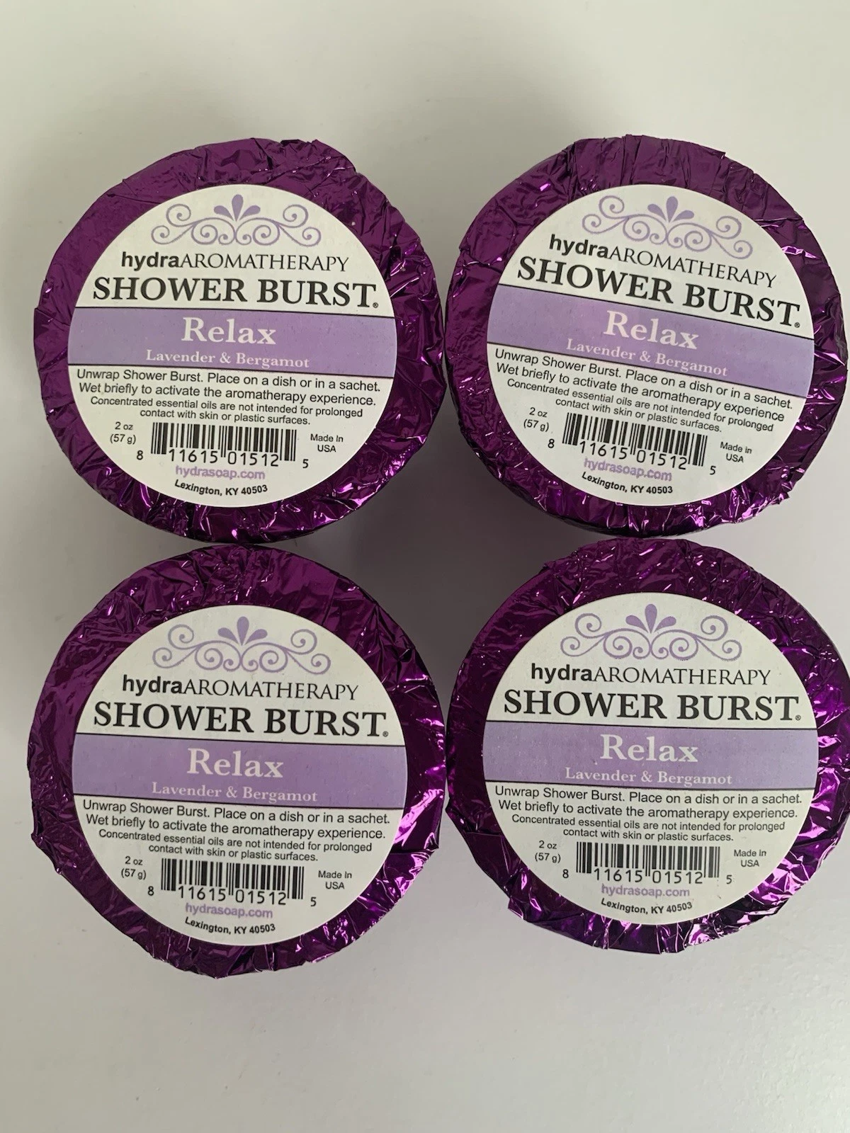 Shower Burst hydraAROMATHERAPY Relax Lot Of 4 Steamers Lavender + Bergamot
Opens in a new window or