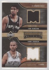 2006-07 Upper Deck Hardcourt Dual Materials 48/50 Tim Duncan Tony Parker HOF 1q7