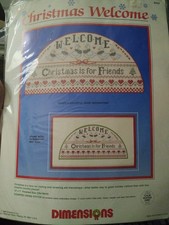 VTG Dimensions Christmas Welcome Counted Cross Stitch Kit 14x7 NEW NOS 8333