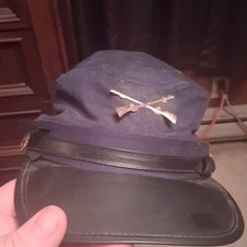 Civil War Union Reproduction Kepi Hat Blue w/ Infantry Badge Crossed Rifles Star