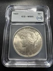 1923 SILVER PEACE DOLLAR MS65 ICG! Mint Error On Reverse??
