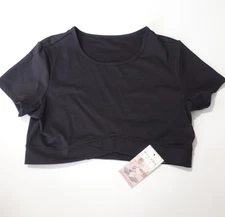 Halara Cropped Top Women's 1X Plus Black Stretch Cropped Performance Top NWT