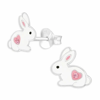 Süße Hasen Ohrringe Ohrstecker 925 Silber - Kinder Damen Mädchen Schmuck - Bild 1 von 4