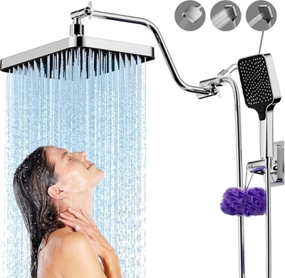 #ad High Pressure 13quot; Rain Shower Head with Handheld amp; Extension Arm Chrome $60.99