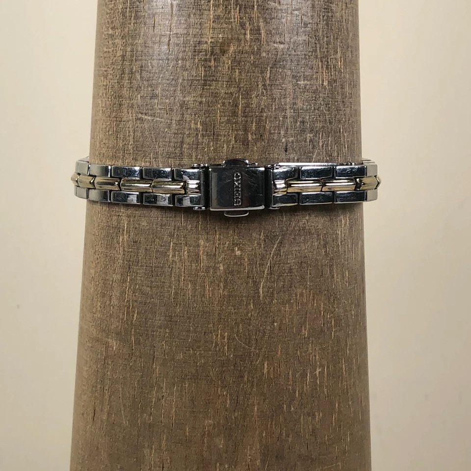 Seiko Women V116-0AH0 Dress Two Tone Rectangular Solar Analog 17mm Watch 7 1/4" - Image 4 of 4