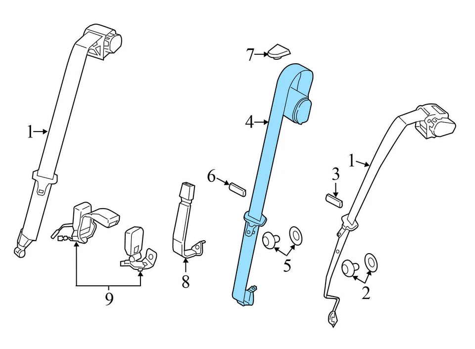 BMW 428I 2015-2016 gran cupé - retractor de cinturón de seguridad central trasero 7322176 Foto 3 de 4