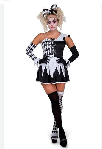 Halloween Ladies Evil Harlequin Costume Size Small New Halloween Fancy Dress - Picture 1 of 4
