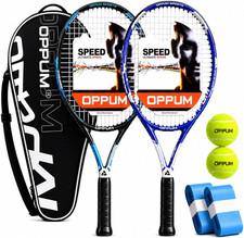 Adult Tennis Racket Set of 2, 27 Inch Pre-Strung for Beginners 100 Sq in Head,