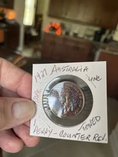 1927 Australia One Penny Very Rare Heavily Toned *Counter Rotated Reverse!