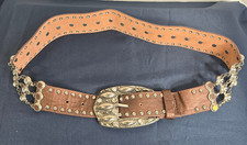 Cowgirl Belt Handmade Bling Studded Western Size Small Brown 41"Lx 2"W