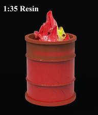 1/35 Scale Resin Burning Barrel – Diorama Accessory with Fire Effect for Urban