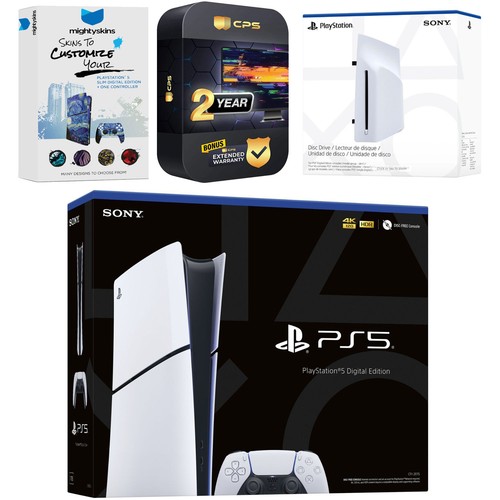 Sony PlayStation 5 Slim Digital Bundle with Disc Drive and MightySkins Code