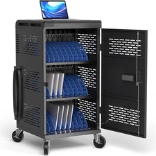 Fully Assembled 30 Unit Charging Station Cart for Chromebook, iPad, 14'' Laptops