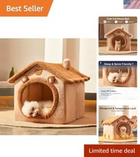 Jiupety Dog House with Cover Cave with Non-Slip Bottom 15 Lbs Cat and Puppy