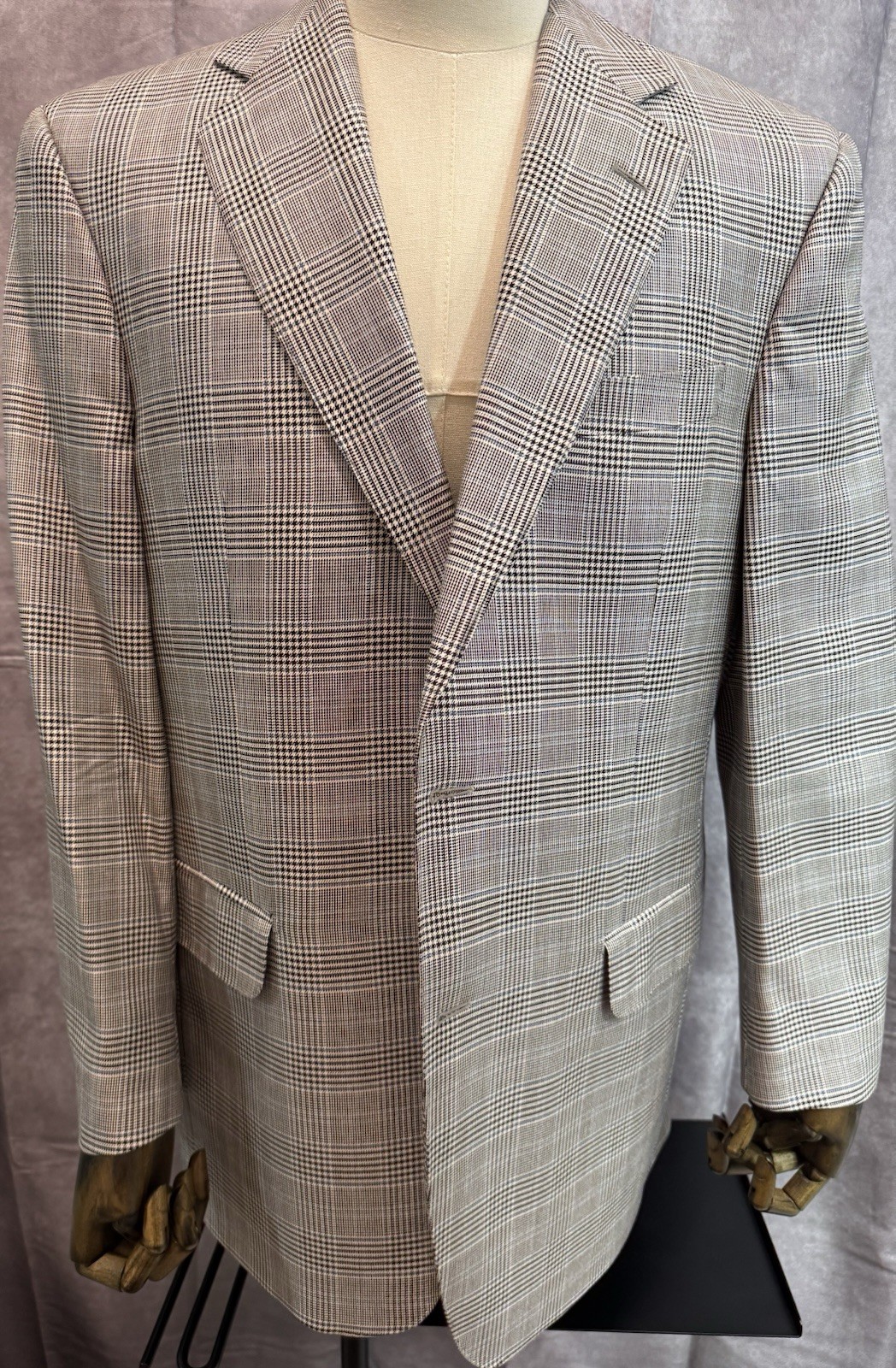 Luigi Bianchi Mantova Plaid Men's Blazer Gray Notch Lapel Single-Breasted