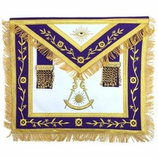 Past Master Blue Lodge Apron White Purple Gold Embroidery Masonic Regalia