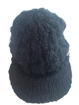 EISBAR AUSTRIA WINTER VISOR BEANIE BLACK KNIT MEDIUM SIZE WOOL COMBO