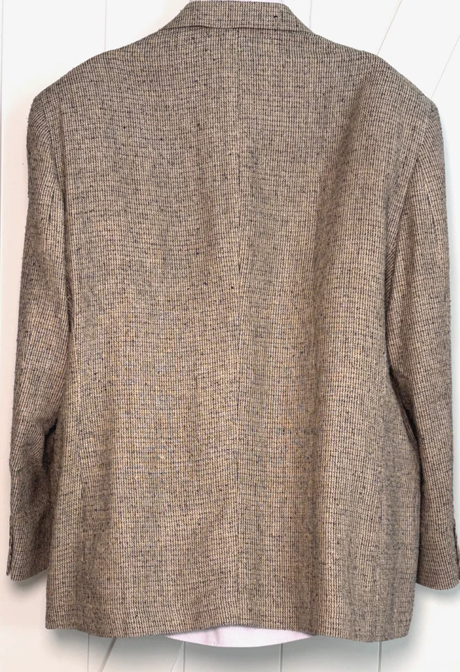 Abrigo/chaqueta deportiva TravelSmith vintage usada en excelente estado tweed 48R azul/bronceado/negro/gris EE. UU. Foto 3 de 4