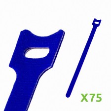 10 Inch Hook and Loop Reusable Strap Cable Cord Wire Ties 75 Pack Blue