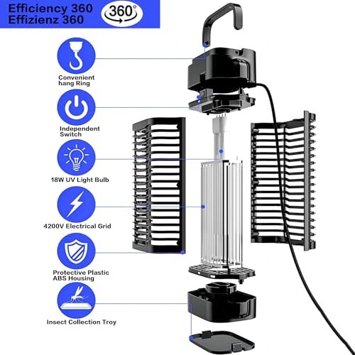 Zapper de insectos, asesino de moscas de plagas de insectos 4200 V, zapper de mosquitos eléctrico para interior - Imagen 5 de 5
