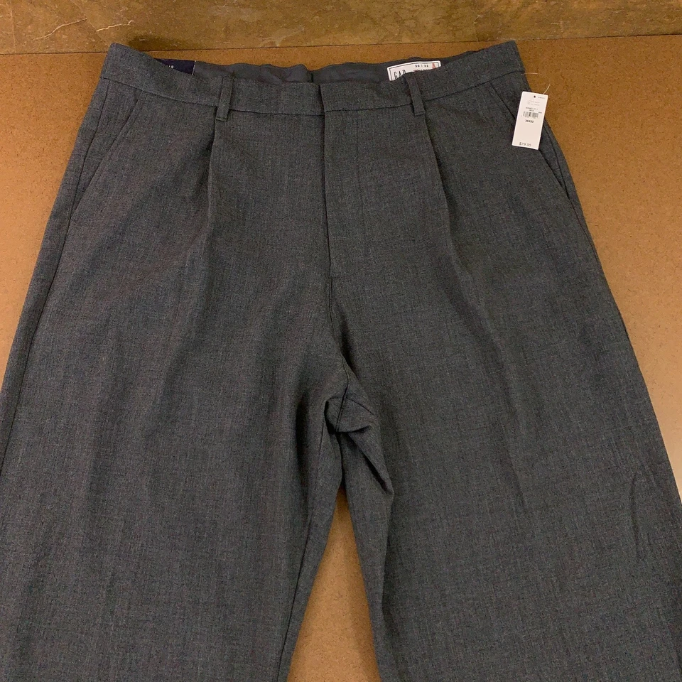 Gap Mens 36x32 Charcoal Heather 90s Loose 365 Relaxed Pleated Trousers NWT - Image 2 of 4