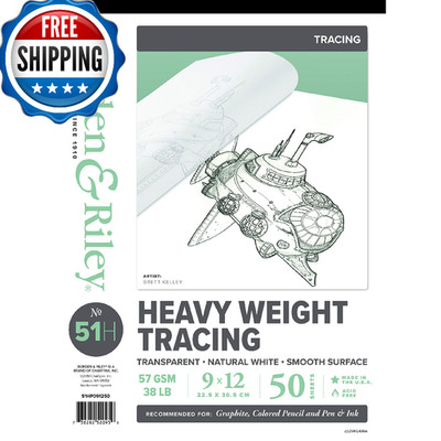 Borden & Riley 9'' x 12'' #51H Heavyweight Tracing Paper Pad, 57 GSM/38 LB, 50 Whi