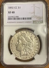 1892 CC Morgan Silver Dollar $1 NGC XF40 Key Date