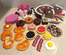 Vintage 90s Lot Plastic Play Food M.T.H.K. Birthday Cake Desserts Breakfast