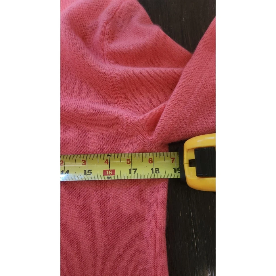 Allude 女式羊绒长袖 XL 纽扣开衫毛衣粉色荷叶边 — 第 3/4 张图片