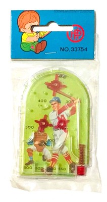 VINTAGE HP TOYS MINI FLIPPER PINBALL GAME BAGATELLE BASEBALL THEME SEALED BAG 