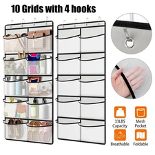 Over The Door Shoe Organizer, 10 Large Mesh Pockets Hanging Storage Holder Rack