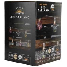 Pepco Solar Powered LED Garden Lights Garland (Pack of 20) - Coloured Bulb