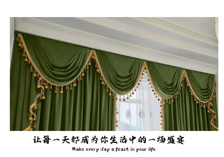 custom thick luxury velvet green cloth blackout curtain