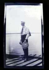 1920s Old Man Dock Water River Lake Binoculars Vtg Photo Negative FL 3.6 X 6 H