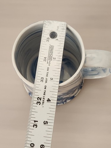 Anthropologie Letter "R" Blue Marbled Coffee Mug Cup (P10) - Picture 8 of 10