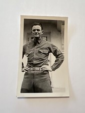 VTG Snapshot Photo Handsome Male Soldier, WW II
