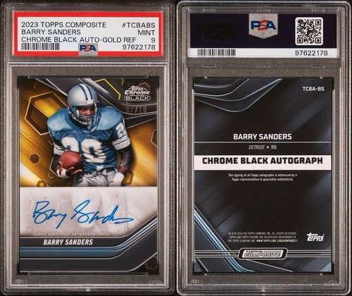 Barry Sanders PSA 9 Gold Refractor Auto /10๐ฅ๐ฅ2023 Topps Composite! - Picture 6 of 6