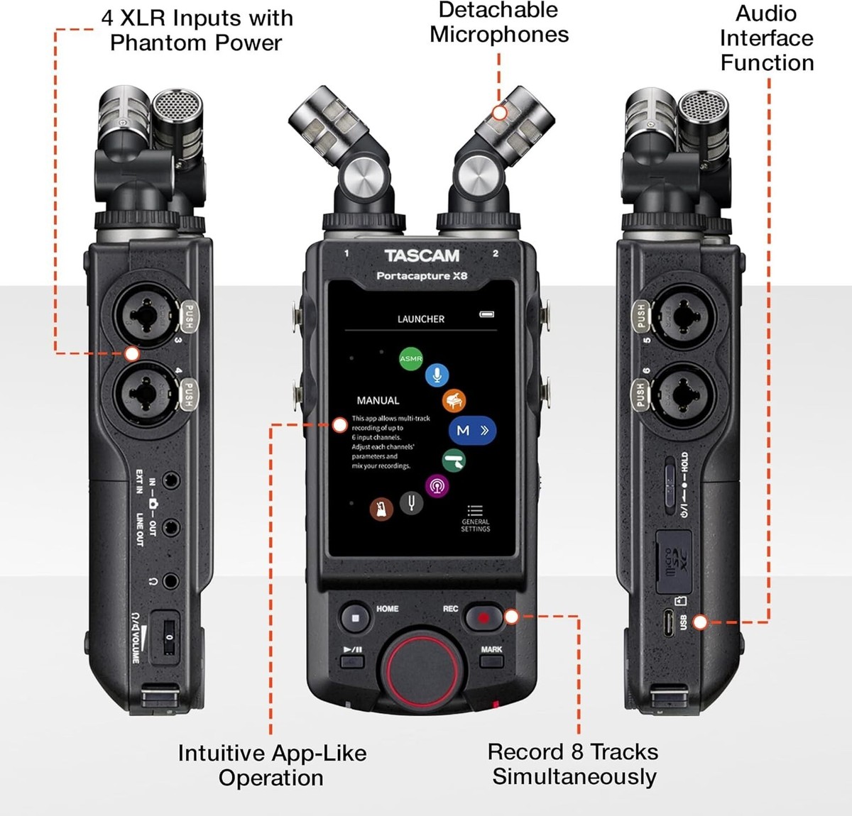TASCAM Portacapture X8（ジャンク品）タッチ不可／通電OK TASCAM Portacapture X8 High-Resolution Multi-Track Handheld