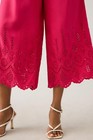 By Anthropologie Wide-Leg Eyelet Crop Pants Pink Embroidered Pocket L US12 NEW — photo 3
