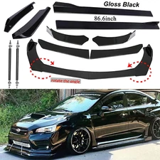 Front Bumper Lip Spoiler Splitter 86.6" Side Skirt Rear For Subaru WRX STI